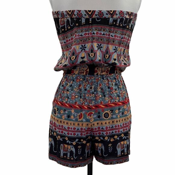 ANGIE Elephant Printed Strapless Romper Medium - Picture 5 of 13